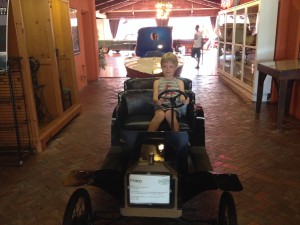 Max at an auto museum. 