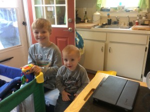 My boys on our "second fridge". 