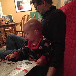 Reading magazines with daddy!
