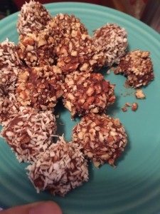 Chocolate truffles. These look sweet but are not. (Snack)