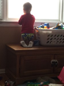 Nathaniel waiting for the snow.