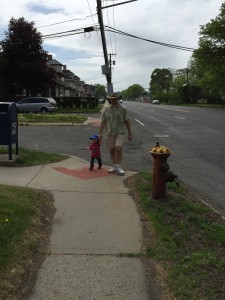 Nathaniel and Tony walking.