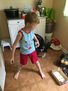 Max looking good in his mama made shirt!