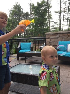 This was a work event that we went to with Tony. The boys had fun with bubbles