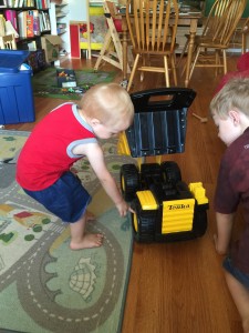 Nathaniel got a BIG truck for his birthday!