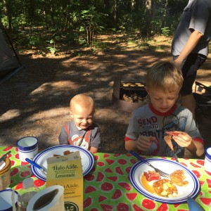 The boys enjoying camping!