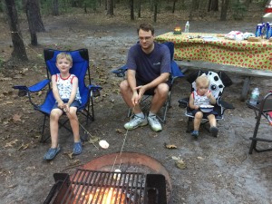 Having s'mores! (except Nathaniel who is having just his paleo graham crackers and chocolate).