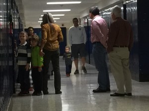 Max getting ready to sing for German class. 