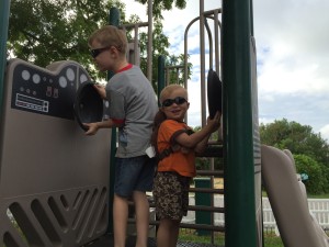 Finally we got there! The boys had fun in a playground!