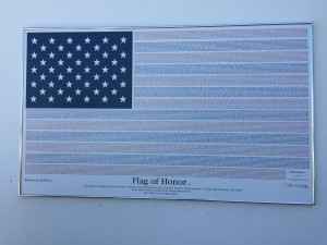 Now we are back and we went to a 9/11 memorial near where my mother lives. This was an interesting flag. It had all the names on it. 