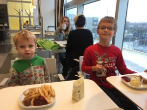 The day after we got back I went crazy and took the kids to Ikea. Nathaniel is half asleep. We had lunch.
